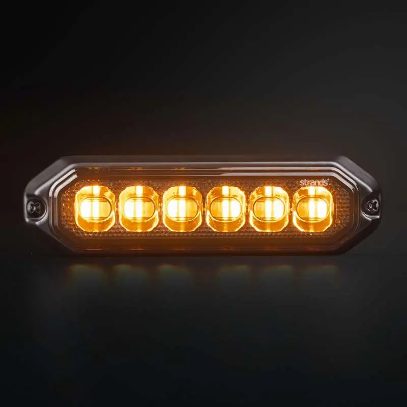 Dostępne od ręki Lampa ostrzegawcza DARK KNIGHT STROBE LIGHT DUO Strands (stroboskop pomarańczowe światło LED), R10, R65, IP67/69K, 6 diod LED