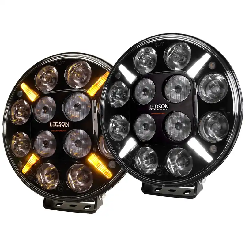 Reflektor dalekosiążny FULL LED Ledson Pollux9+ GEN3 ze światłem stroboskopowym + pomarańczowa/biała pozycja (driving beam) Bestseller